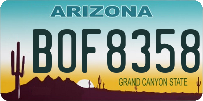 AZ license plate BOF8358