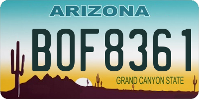 AZ license plate BOF8361