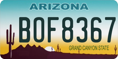 AZ license plate BOF8367