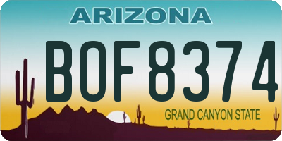 AZ license plate BOF8374
