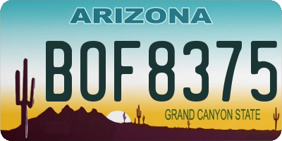AZ license plate BOF8375
