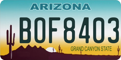 AZ license plate BOF8403
