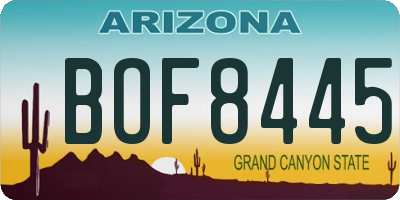 AZ license plate BOF8445