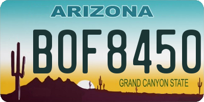 AZ license plate BOF8450