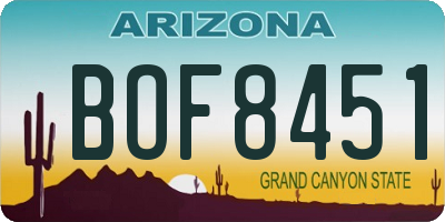AZ license plate BOF8451