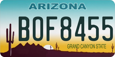 AZ license plate BOF8455