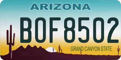 AZ license plate BOF8502