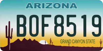 AZ license plate BOF8519