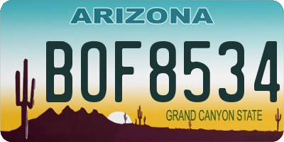 AZ license plate BOF8534