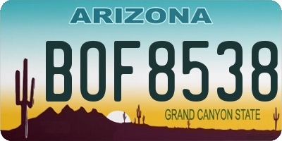 AZ license plate BOF8538