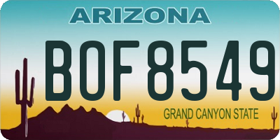 AZ license plate BOF8549