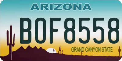 AZ license plate BOF8558