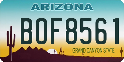 AZ license plate BOF8561