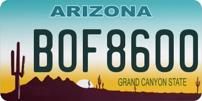 AZ license plate BOF8600