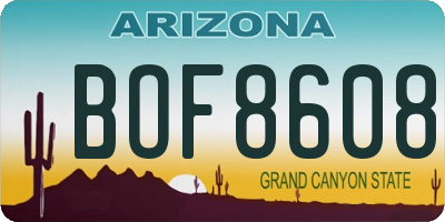 AZ license plate BOF8608