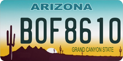 AZ license plate BOF8610