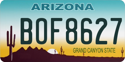 AZ license plate BOF8627
