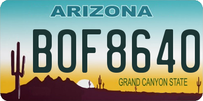 AZ license plate BOF8640