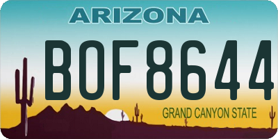 AZ license plate BOF8644