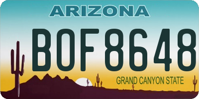 AZ license plate BOF8648