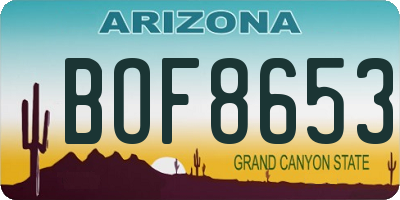 AZ license plate BOF8653