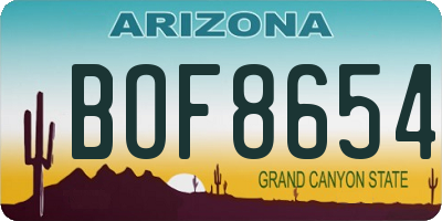 AZ license plate BOF8654