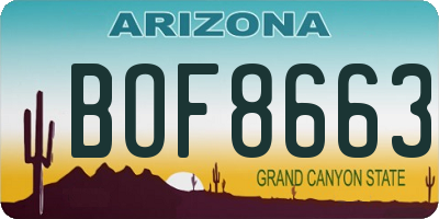 AZ license plate BOF8663