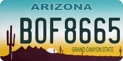AZ license plate BOF8665