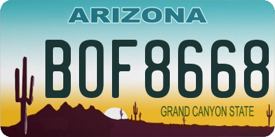 AZ license plate BOF8668
