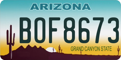 AZ license plate BOF8673