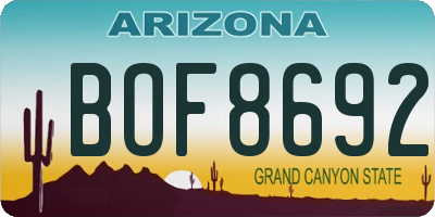 AZ license plate BOF8692
