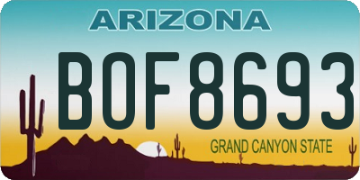 AZ license plate BOF8693