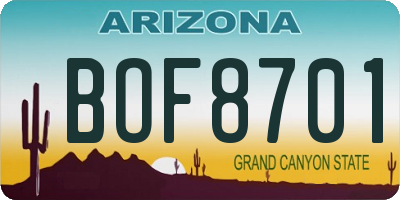 AZ license plate BOF8701