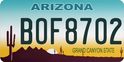 AZ license plate BOF8702