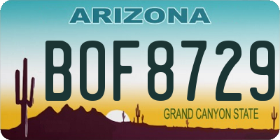 AZ license plate BOF8729