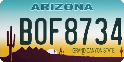 AZ license plate BOF8734