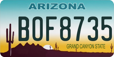 AZ license plate BOF8735
