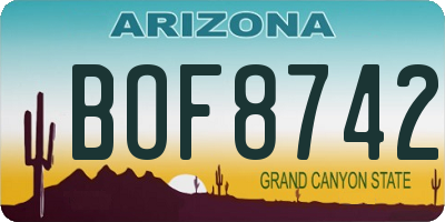 AZ license plate BOF8742