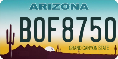 AZ license plate BOF8750