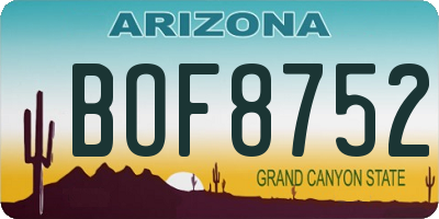 AZ license plate BOF8752