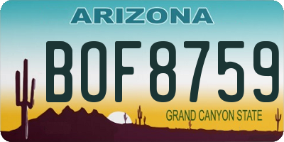 AZ license plate BOF8759