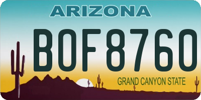 AZ license plate BOF8760