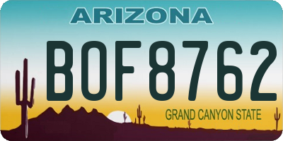 AZ license plate BOF8762