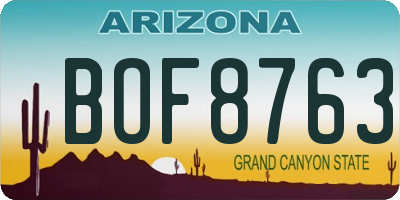 AZ license plate BOF8763