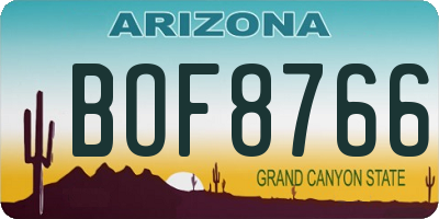 AZ license plate BOF8766