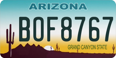 AZ license plate BOF8767