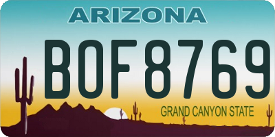 AZ license plate BOF8769