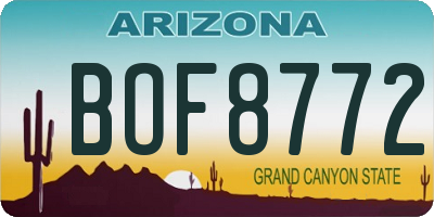 AZ license plate BOF8772