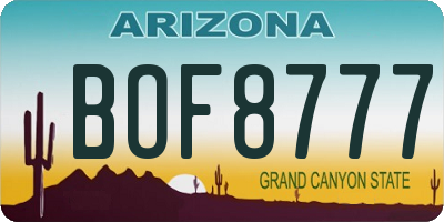 AZ license plate BOF8777