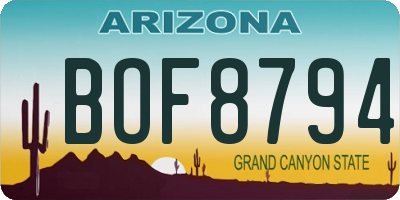 AZ license plate BOF8794